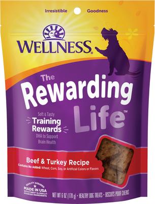 Show full view: Wellness Complete Health Senior Deboned Chicken & Barley Recipe Dry Dog Food, 30-lb bag + Wellness WellBites Beef & Turkey Recipe Soft & Chewy Grain-Free Dog Treats, 6-oz bag slide 6 of 9