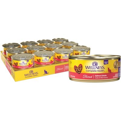 Wellness Wellness Sliced Salmon Entree Canned Cat Food, 5.5-oz, case of 24