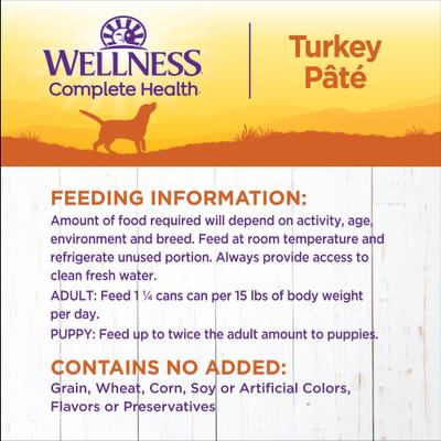 Show full view: Wellness Complete Health Turkey & Sweet Potato Formula Canned Dog Food, 12.5-oz, case of 12 slide 7 of 11