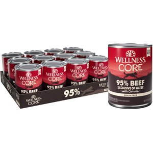 Wellness CORE 95% Grain-Free Beef & Carrots Canned Dog Food, 12.5-oz, case of 12
