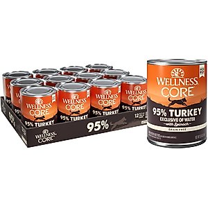 Wellness CORE 95% Grain-Free Turkey & Spinach Canned Dog Food, 12.5-oz, case of 12