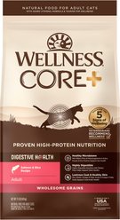 Wellness CORE Digestive Health Salmon Pate Recipe Grain-Free Wet Cat Food, 3-oz, case of 12 & Wellness CORE Digestive Health Wholesome Grains Salmon & Rice Recipe Dry Cat Food, 11-lb bag slide 2 of 9