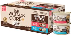 Wellness CORE Digestive Health Salmon & Whitefish Pate Grain-Free Variety Pack Wet Cat Food, 3-oz, case of 12