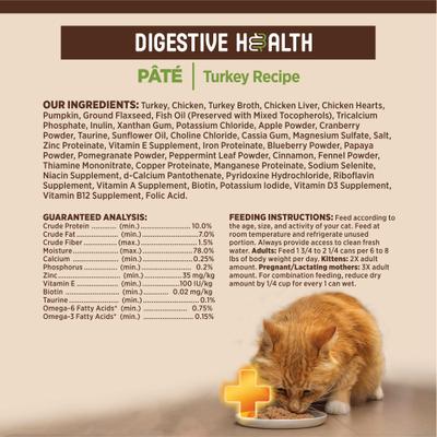 Show full view: Wellness CORE+ Digestive Health Turkey Pate Grain-Free Natural Wet Cat Food, 3-oz can, case of 12 slide 9 of 11