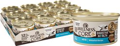 Wellness CORE+ Digestive Health Whitefish Pate Grain-Free Natural Wet Cat Food, 3-oz can, case of 12