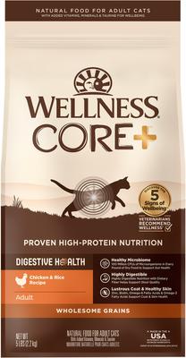 Show full view: Wellness CORE Digestive Health Wholesome Grains Chicken & Rice Recipe Dry Cat Food, 5-lb bag slide 1 of 10