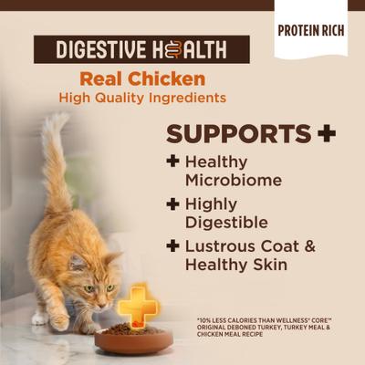 Show full view: Wellness CORE Digestive Health Wholesome Grains Chicken & Rice Recipe Dry Cat Food, 5-lb bag slide 4 of 10