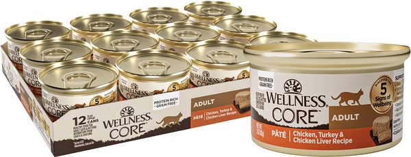 Wellness CORE Grain-Free Chicken, Turkey & Chicken Liver Formula Canned Cat Food Wellness CORE Grain-Free Chicken, Turkey & Chicken Liver Formula Canned Cat Food