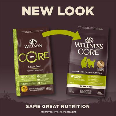 Show full view: Wellness CORE Grain-Free Healthy Weight Turkey & Chicken Dry Dog Food, 4-lb bag slide 3 of 13