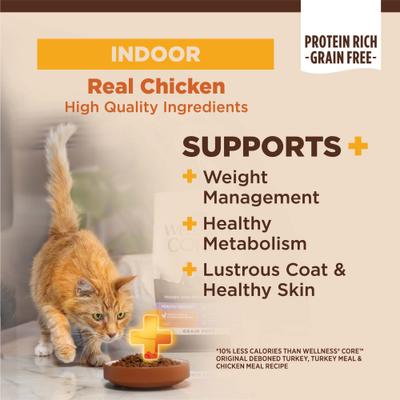 Show full view: Wellness CORE+ Grain-Free Indoor Chicken, Turkey & Chicken Meal Dry Cat Food, 11-lb bag slide 5 of 11