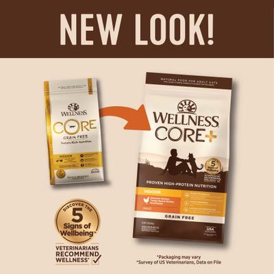 Show full view: Wellness CORE+ Grain-Free Indoor Chicken, Turkey & Chicken Meal Dry Cat Food, 11-lb bag slide 3 of 11