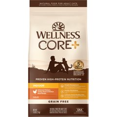 Wellness CORE+ Grain-Free Indoor Chicken, Turkey & Chicken Meal Dry Cat Food, 5-lb bag