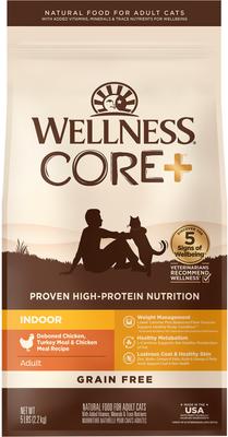 Show full view: Wellness CORE+ Grain-Free Indoor Chicken, Turkey & Chicken Meal Dry Cat Food, 5-lb bag slide 1 of 11