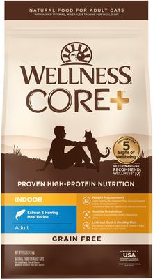 Show full view: Wellness CORE+ Grain-Free Indoor Salmon & Herring Meal Recipe Dry Cat Food, 11-lb bag slide 1 of 11
