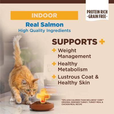 Show full view: Wellness CORE+ Grain-Free Indoor Salmon & Herring Meal Recipe Dry Cat Food, 11-lb bag slide 5 of 11