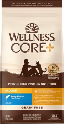 Show full view: Wellness CORE+ Grain-Free Indoor Salmon & Herring Meal Recipe Dry Cat Food, 5-lb bag slide 1 of 11