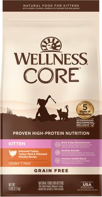 Show full view: Wellness CORE Grain-Free Kitten Formula Natural Dry Cat Food, 5-lb bag slide 1 of 12