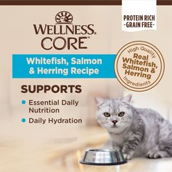 Wellness CORE Grain-Free Salmon, Whitefish & Herring Pate Canned Cat Food, 3-oz, case of 12 slide 2 of 8
