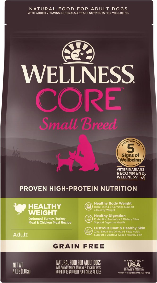 Curated visual reference: Gallery Detail: Wellness Core Grain Free Small Breed Healthy Weight Deboned Turkey