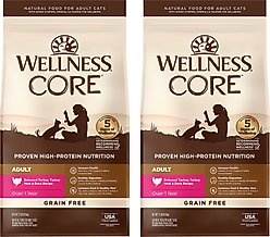 Wellness CORE Grain-Free Turkey, Turkey Meal & Duck Formula Natural Dry Cat Food, 22-lb bundle 