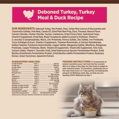 Show full view: Wellness CORE Grain-Free Turkey, Turkey Meal & Duck Formula Natural Dry Cat Food, 22-lb bundle  slide 8 of 12