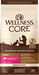 Wellness CORE Grain-Free Turkey, Turkey Meal & Duck Formula Natural Dry Cat Food, 5-lb bag