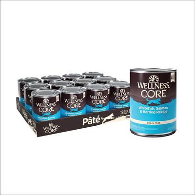 Show full view: Wellness CORE Grain-Free Whitefish, Salmon & Herring Formula Canned Dog Food, 12.5-oz, case of 12 slide 1 of 11