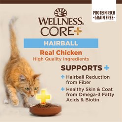 Wellness CORE+ Hairball Chicken Pate Natural Wet Cat Food, 2.8-oz can, case of 12 slide 2 of 8