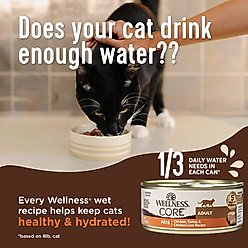 Wellness CORE+ Healthy Weight Chicken & Tuna Natural Grain-Free Pate Wet Cat Food, 2.8-oz can, case of 12 slide 2 of 7
