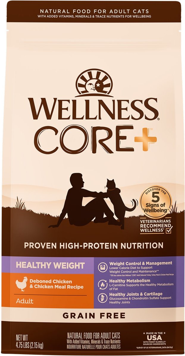 Wellness CORE+ Healthy Weight Poultry Natural High-Protein Dry Cat Food, 4.75-lb bag