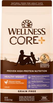 Show full view: Wellness CORE+ Healthy Weight Poultry Natural High-Protein Dry Cat Food, 4.75-lb bag slide 1 of 12