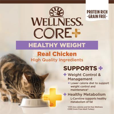 Show full view: Wellness CORE+ Healthy Weight Poultry Natural High-Protein Dry Cat Food, 4.75-lb bag slide 4 of 12