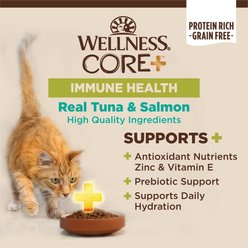 Wellness CORE+ Immune Health Tuna & Salmon Natural Grain-Free Pate Wet Cat Food, 2.8-oz can, case of 12 slide 2 of 8