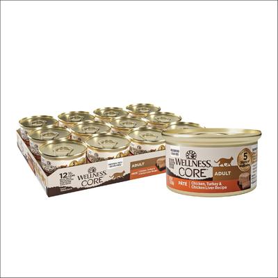 Show full view: Wellness CORE Natural Chicken Turkey & Chicken Liver Pate + Turkey & Duck Pate Canned Cat Food slide 6 of 10