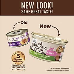 Wellness CORE Natural Grain-Free Turkey & Chicken Liver Pate Canned Kitten Food, 3-oz, case of 12 slide 2 of 9