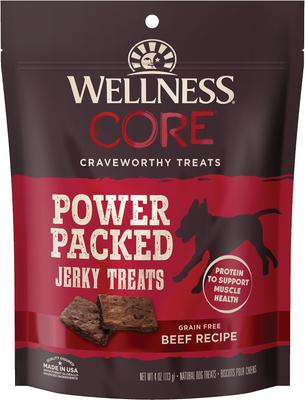 Show full view: Wellness CORE Power Packed Beef Grain-Free Jerky Dog Treats, 4-oz bag slide 1 of 12