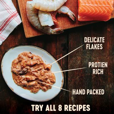 Show full view: Wellness CORE Signature Selects Flaked Skipjack Tuna & Shrimp Entree in Broth + Flaked Skipjack Tuna & Wild Salmon Entree in Broth Canned Cat Food, 5.3-oz, case of 12 slide 8 of 9