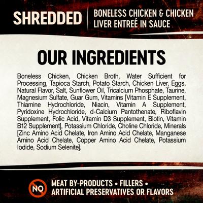 Show full view: Wellness CORE Signature Selects Shredded Boneless Chicken & Chicken Liver Entree in Sauce + Shredded Boneless Chicken & Beef Entree in Sauce Canned Cat Food slide 3 of 9