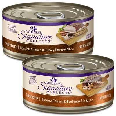 Wellness Wellness CORE Signature Selects Shredded Boneless Chicken & Turkey Entree in Sauce + Boneless Chicken & Beef Entree in Sauce Canned Cat Food