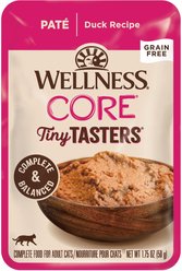 Wellness CORE Tiny Tasters Duck Pate Grain-Free Cat Food Pouches, 1.75-oz, pack of 12