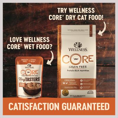 Show full view: Wellness CORE Tiny Tasters Duck Pate Grain-Free Cat Food Pouches, 1.75-oz, pack of 12 slide 6 of 11