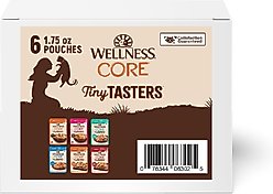 Wellness CORE Tiny Tasters Sampler Pack Natural Grain-Free Wet Cat Food, 1.75-oz pouch, case of 6