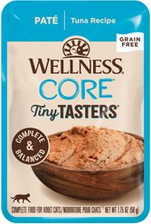 Wellness CORE Tiny Tasters Tuna Pate Grain-Free Cat Food Pouches, 1.75-oz, pack of 12