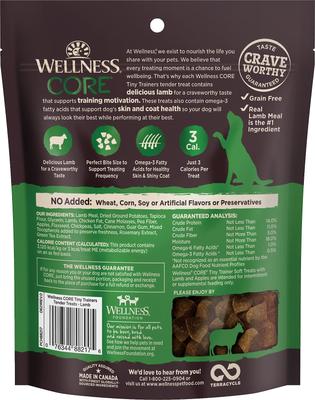 Show full view: Wellness CORE Tiny Trainers Tender Lamb & Apples Dog Treats, 6-oz bag slide 3 of 11