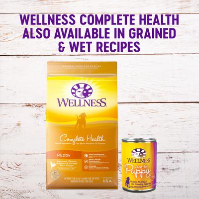 Show full view: Wellness Grain-Free Complete Health Puppy Deboned Chicken, Chicken Meal & Salmon Meal Recipe Dry Dog Food, 4-lb bag slide 6 of 11