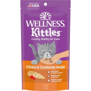 Wellness Kittles Natural Grain-Free Chicken & Cranberries Crunchy Cat Treats, 2-oz bag