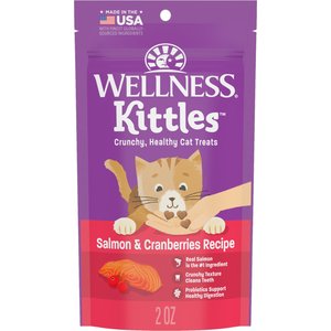 Wellness Kittles Natural Grain-Free Salmon & Cranberries Crunchy Cat Treats, 2-oz bag