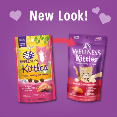 Show full view: Wellness Kittles Natural Grain-Free Salmon & Cranberries Crunchy Cat Treats, 4-oz bundle  slide 4 of 11
