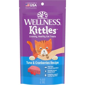 Wellness Kittles Natural Grain-Free Tuna & Cranberries Crunchy Cat Treats, 2-oz bag