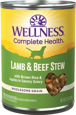Show full view: Wellness Lamb & Beef Stew with Brown Rice & Apples Canned Dog Food, 12.5-oz, case of 12 slide 3 of 11